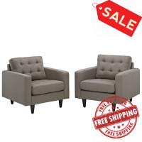 Modway EEI-1283-GRA Empress Armchair Set of 2 in Granite