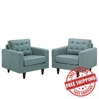 Modway EEI-1283-LAG Empress Armchair Set of 2 in Lagua