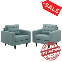 Modway EEI-1283-LAG Empress Armchair Set of 2 in Lagua