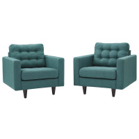 Modway EEI-1283-TEA Empress Armchair Upholstered Fabric Set of 2