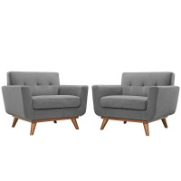 Modway EEI-1284-GRY Engage Armchair Wood Set of 2 in Gray
