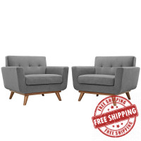 Modway EEI-1284-GRY Engage Armchair Wood Set of 2 in Gray