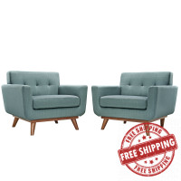 Modway EEI-1284-LAG Engage Armchair Wood Set of 2 in Laguna