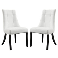 Modway EEI-1298-WHI Noblesse Vinyl Dining Chair Set of 2 in White
