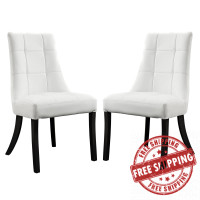 Modway EEI-1298-WHI Noblesse Vinyl Dining Chair Set of 2 in White