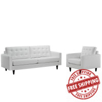 Modway EEI-1311-WHI Empress Sofa and Armchair Set of 2 in White