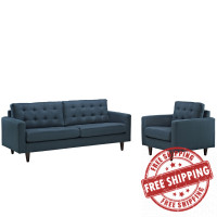 Modway EEI-1313-AZU Empress Armchair and Sofa Set of 2 in Azure