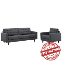 Modway EEI-1313-DOR Empress Armchair and Sofa Set of 2 in Gray