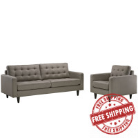 Modway EEI-1313-GRA Empress Armchair and Sofa Set of 2 in Granite