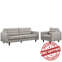 Modway EEI-1313-LGR Empress Armchair and Sofa Set of 2 in Light Gray