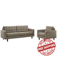 Modway EEI-1313-OAT Empress Armchair and Sofa Set of 2 in Oat