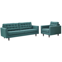 Modway EEI-1313-TEA Empress Armchair and Sofa Set of 2
