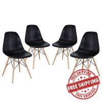 Modway EEI-1316-BLK Pyramid Dining Side Chairs Set of 4 in Black