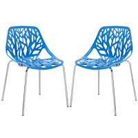 Modway EEI-1317-BLU Stencil Dining Side Chair Set of 2 in Blue