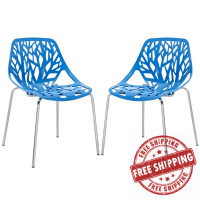 Modway EEI-1317-BLU Stencil Dining Side Chair Set of 2 in Blue