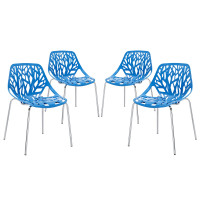 Modway EEI-1318-BLU Stencil Dining Side Chair Set of 4 in Blue