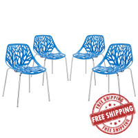 Modway EEI-1318-BLU Stencil Dining Side Chair Set of 4 in Blue