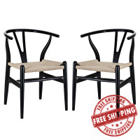 Modway EEI-1319-BLK Amish Dining Armchair Set of 2 in Black