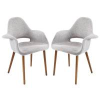 Modway EEI-1329-LGR Taupe Dining Armchair Set of 2 in Light Gray