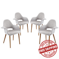 Modway EEI-1330-LGR Taupe Dining Armchair Set of 4 in Light Gray