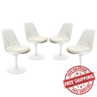 Modway EEI-1342-WHI Lippa Dining Side Chair Set of 4 in White