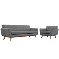 Modway EEI-1344-GRY Engage Armchair and Sofa Set of 2 in Gray