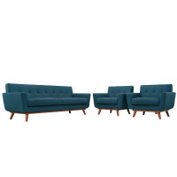 Modway EEI-1345-AZU Engage Armchairs and Sofa Set of 3 in Azure