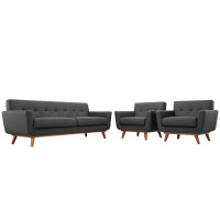 Modway EEI-1345-DOR Engage Armchairs and Sofa Set of 3 in Gray