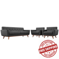 Modway EEI-1345-DOR Engage Armchairs and Sofa Set of 3 in Gray