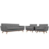 Modway EEI-1345-GRY Engage Armchairs and Sofa Set of 3 in Gray