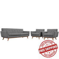 Modway EEI-1345-GRY Engage Armchairs and Sofa Set of 3 in Gray