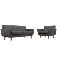 Modway EEI-1346-DOR Engage Armchair and Loveseat Set of 2 in Gray