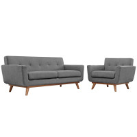 Modway EEI-1346-GRY Engage Armchair and Loveseat Set of 2 in Gray