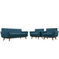 Modway EEI-1347-AZU Engage Armchairs and Loveseat Set of 3 in Azure
