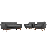 Modway EEI-1347-DOR Engage Armchairs and Loveseat Set of 3 in Gray