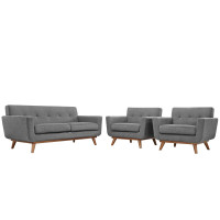 Modway EEI-1347-GRY Engage Armchairs and Loveseat Set of 3 in Gray