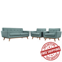 Modway EEI-1347-LAG Engage Armchairs and Loveseat Set of 3 in Laguna