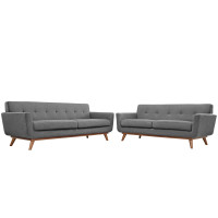 Modway EEI-1348-GRY Engage Loveseat and Sofa Set of 2 in Gray