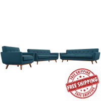 Modway EEI-1349-AZU Engage Sofa Loveseat and Armchair Set of 3 in Azure