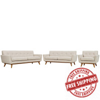 Modway EEI-1349-BEI Engage Sofa Loveseat and Armchair Set of 3
