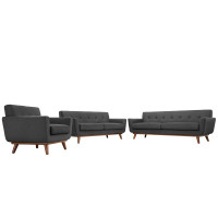 Modway EEI-1349-DOR Engage Sofa Loveseat and Armchair Set of 3 in Gray