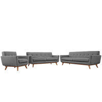 Modway EEI-1349-GRY Engage Sofa Loveseat and Armchair Set of 3 in Gray