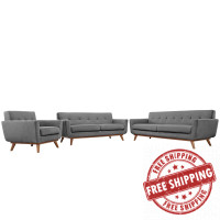 Modway EEI-1349-GRY Engage Sofa Loveseat and Armchair Set of 3 in Gray