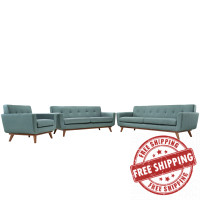 Modway EEI-1349-LAG Engage Sofa Loveseat and Armchair Set of 3 in Laguna