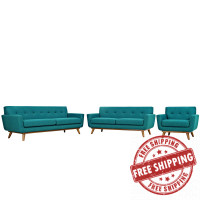 Modway EEI-1349-TEA Engage Sofa Loveseat and Armchair Set of 3
