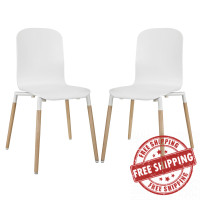 Stack Dining Chairs Wood Set of 2