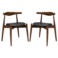 Modway EEI-1377-DWL-BLK Stalwart Dining Side Chairs Set of 2 in Dark Walnut Black
