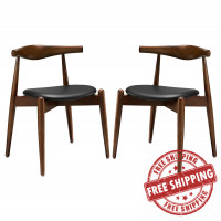 Modway EEI-1377-DWL-BLK Stalwart Dining Side Chairs Set of 2 in Dark Walnut Black