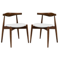 Modway EEI-1377-DWL-WHI Stalwart Dining Side Chairs Set of 2 in Dark Walnut White