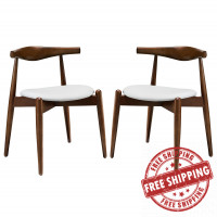 Modway EEI-1377-DWL-WHI Stalwart Dining Side Chairs Set of 2 in Dark Walnut White